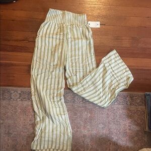 Billabong Green and White Striped Pants